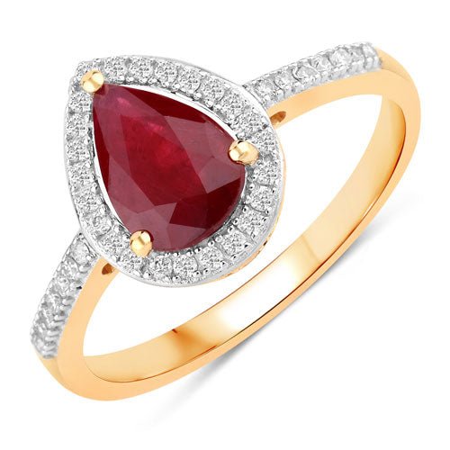 1.25 Carat Genuine Ruby and White Diamond 14K Yellow Gold Ring - Rings - Custom Crafting Alliance, LLC