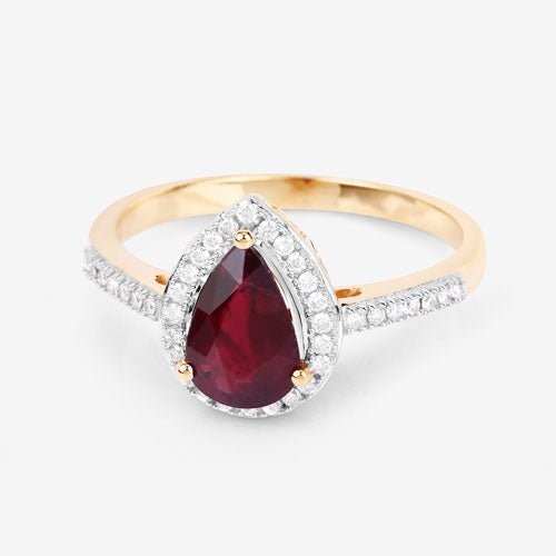 1.25 Carat Genuine Ruby and White Diamond 14K Yellow Gold Ring - Rings - Custom Crafting Alliance, LLC