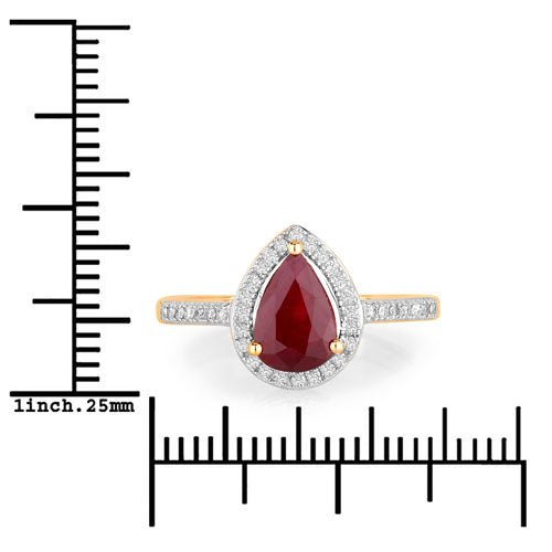 1.25 Carat Genuine Ruby and White Diamond 14K Yellow Gold Ring - Rings - Custom Crafting Alliance, LLC