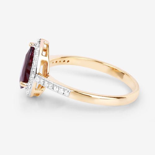 1.25 Carat Genuine Ruby and White Diamond 14K Yellow Gold Ring - Rings - Custom Crafting Alliance, LLC