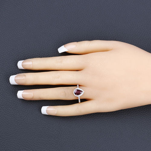 1.25 Carat Genuine Ruby and White Diamond 14K Yellow Gold Ring - Rings - Custom Crafting Alliance, LLC