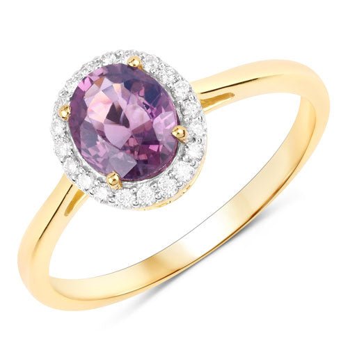 1.26 Carat Genuine Purple Pink Sapphire and White Diamond 14K Yellow Gold Ring - Rings - Custom Crafting Alliance, LLC
