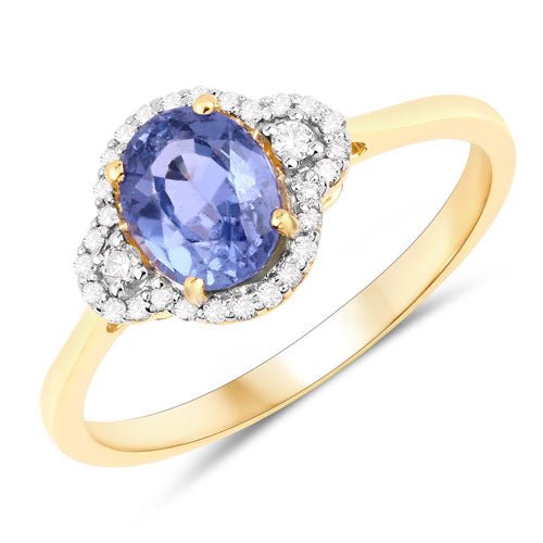 1.27 Carat Genuine Blue Sapphire and White Diamond 14K Yellow Gold Ring - Rings - Custom Crafting Alliance, LLC