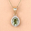 1.27 Carat Genuine Green Tourmaline and White Diamond 14K Yellow Gold Pendant - Pendants - Custom Crafting Alliance, LLC