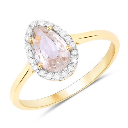 1.27 Carat Genuine White Sapphire and White Diamond 14K Yellow Gold Ring - Rings - Custom Crafting Alliance, LLC