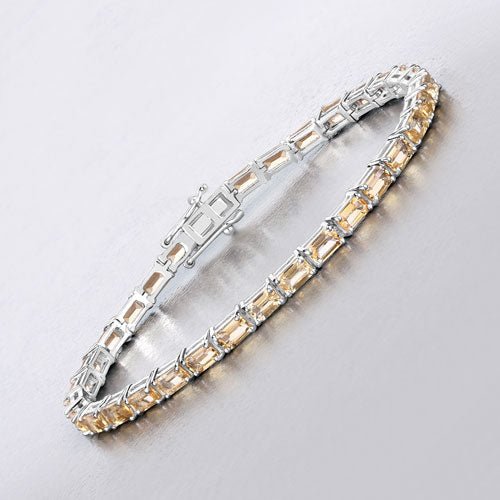 12.80 Carat Genuine Citrine .925 Sterling Silver Bracelet - Bracelets - Custom Crafting Alliance, LLC