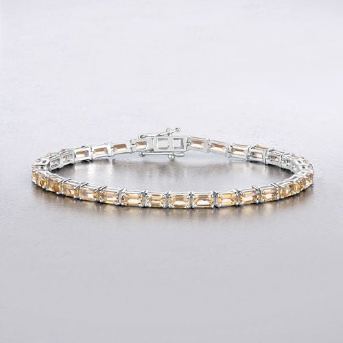 12.80 Carat Genuine Citrine .925 Sterling Silver Bracelet - Bracelets - Custom Crafting Alliance, LLC