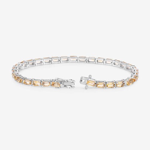 12.80 Carat Genuine Citrine .925 Sterling Silver Bracelet - Bracelets - Custom Crafting Alliance, LLC