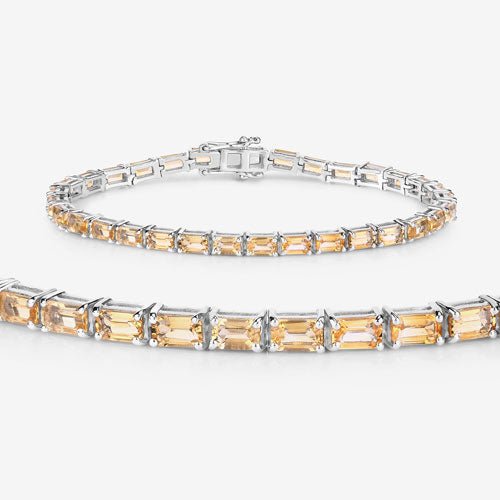 12.80 Carat Genuine Citrine .925 Sterling Silver Bracelet - Bracelets - Custom Crafting Alliance, LLC
