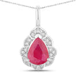 1.29 Carat Genuine Ruby and White Diamond 14K White Gold Pendant - Pendants - Custom Crafting Alliance, LLC