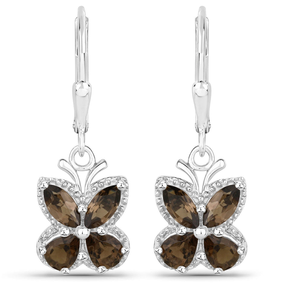 2.20 Carat Genuine Smoky Quartz .925 Sterling Silver Earrings