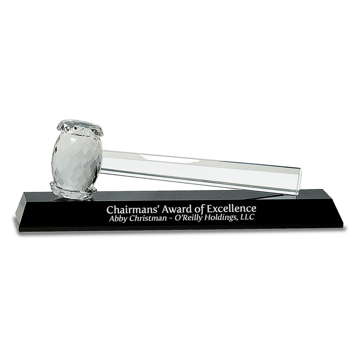 13 7/8 X 4 1/4 Optic Crystal Gavel On Black Base - Award - Custom Crafting Alliance, LLC