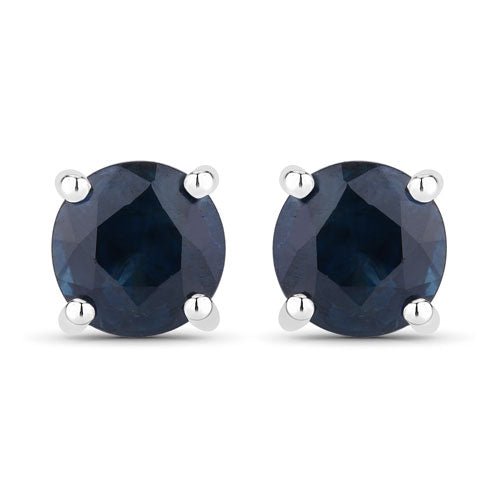 1.30 Carat Genuine Blue Sapphire 14K White Gold Earrings - Earrings - Custom Crafting Alliance, LLC