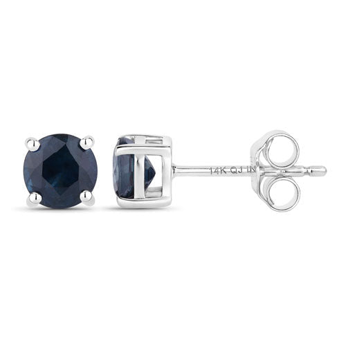 1.30 Carat Genuine Blue Sapphire 14K White Gold Earrings - Earrings - Custom Crafting Alliance, LLC