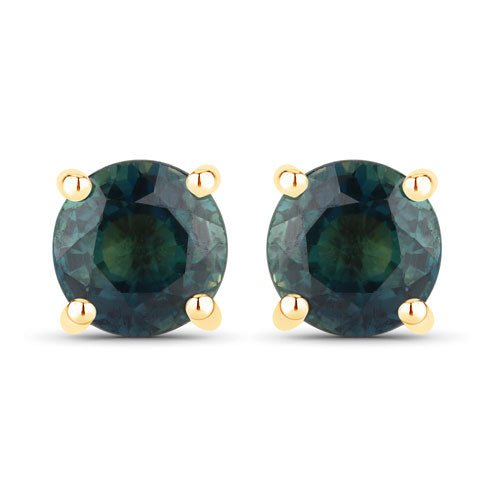 1.30 Carat Genuine Blue Sapphire 14K Yellow Gold Earrings - Earrings - Custom Crafting Alliance, LLC