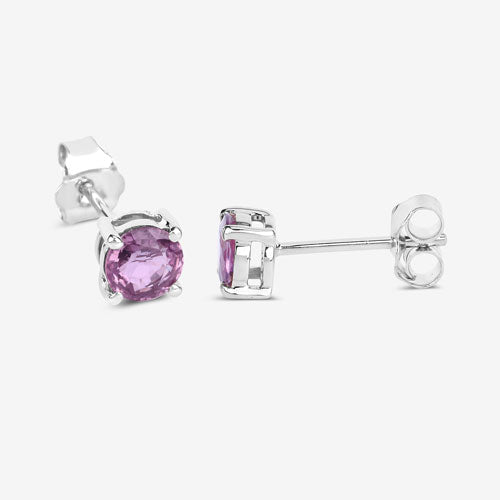 1.30 Carat Genuine Pink Sapphire 10K White Gold Earrings - Earrings - Custom Crafting Alliance, LLC