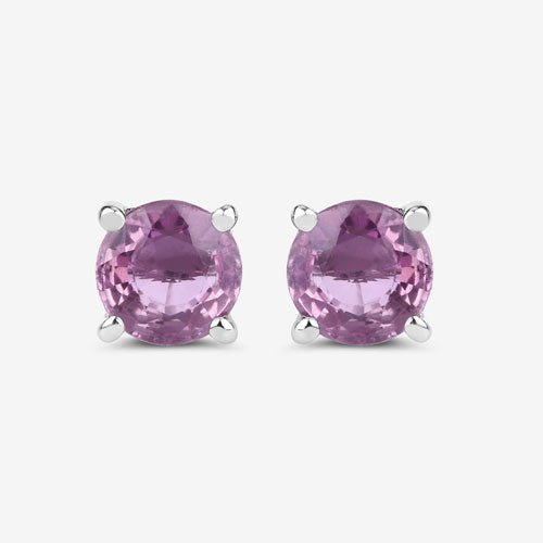 1.30 Carat Genuine Pink Sapphire 10K White Gold Earrings - Earrings - Custom Crafting Alliance, LLC