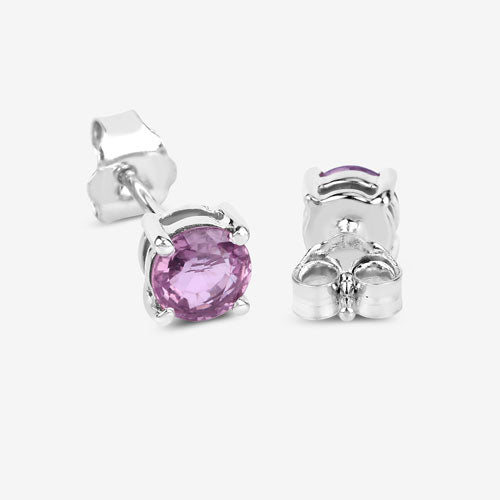 1.30 Carat Genuine Pink Sapphire 10K White Gold Earrings - Earrings - Custom Crafting Alliance, LLC