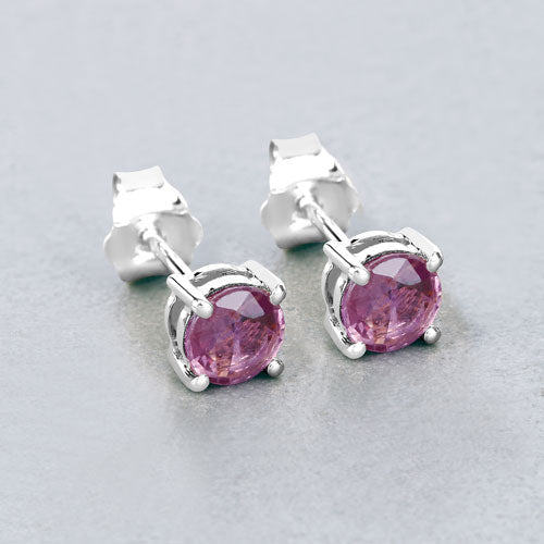 1.30 Carat Genuine Pink Sapphire 10K White Gold Earrings - Earrings - Custom Crafting Alliance, LLC