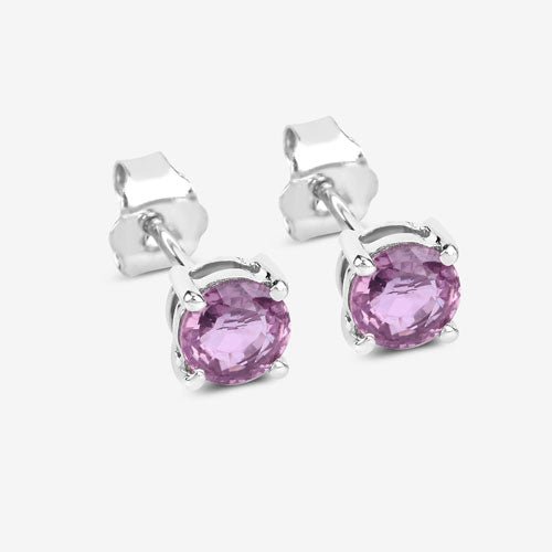 1.30 Carat Genuine Pink Sapphire 10K White Gold Earrings - Earrings - Custom Crafting Alliance, LLC