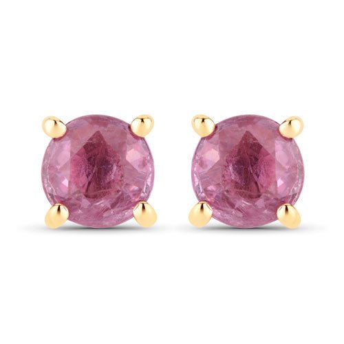 1.30 Carat Genuine Pink Sapphire 10K Yellow Gold Earrings - Earrings - Custom Crafting Alliance, LLC