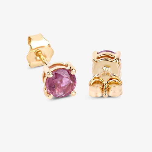 1.30 Carat Genuine Pink Sapphire 10K Yellow Gold Earrings - Earrings - Custom Crafting Alliance, LLC