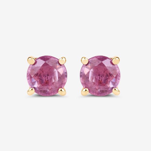 1.30 Carat Genuine Pink Sapphire 10K Yellow Gold Earrings - Earrings - Custom Crafting Alliance, LLC