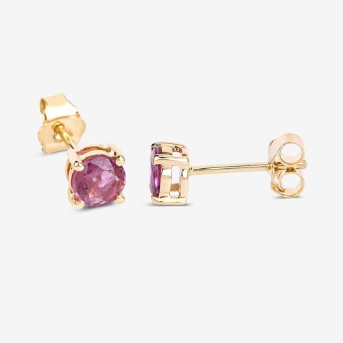 1.30 Carat Genuine Pink Sapphire 10K Yellow Gold Earrings - Earrings - Custom Crafting Alliance, LLC