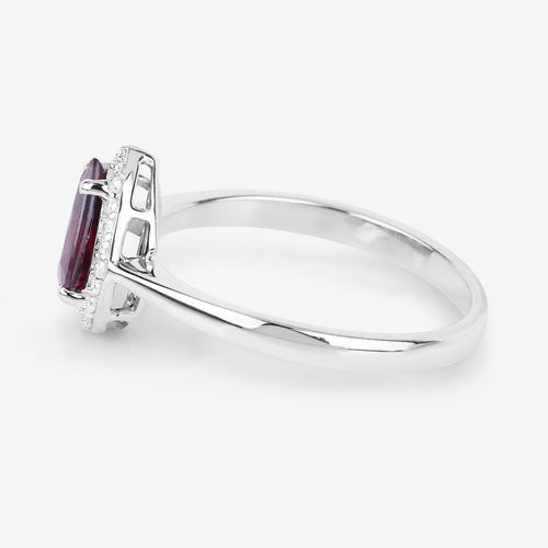 1.30 Carat Genuine Ruby and White Diamond 14K White Gold Ring - Rings - Custom Crafting Alliance, LLC
