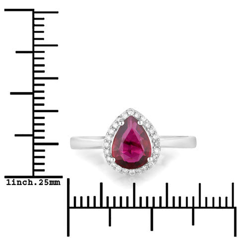 1.30 Carat Genuine Ruby and White Diamond 14K White Gold Ring - Rings - Custom Crafting Alliance, LLC