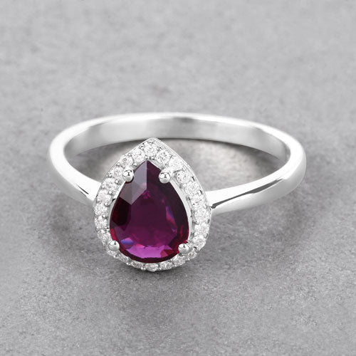 1.30 Carat Genuine Ruby and White Diamond 14K White Gold Ring - Rings - Custom Crafting Alliance, LLC