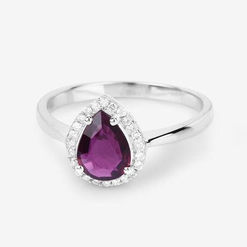 1.30 Carat Genuine Ruby and White Diamond 14K White Gold Ring - Rings - Custom Crafting Alliance, LLC