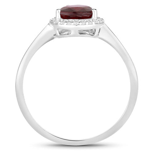 1.30 Carat Genuine Ruby and White Diamond 14K White Gold Ring - Rings - Custom Crafting Alliance, LLC