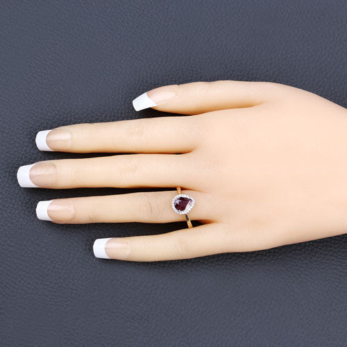 1.30 Carat Genuine Ruby and White Diamond 14K Yellow Gold Ring - Rings - Custom Crafting Alliance, LLC