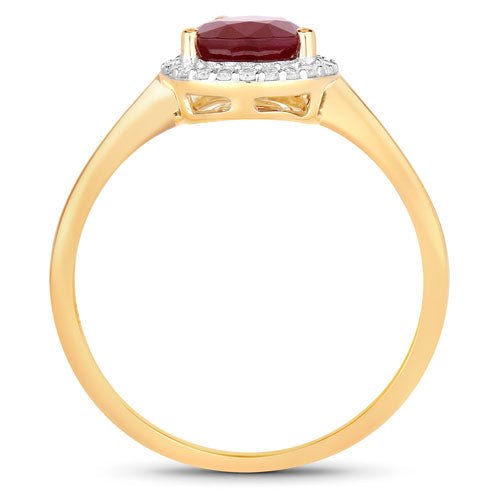 1.30 Carat Genuine Ruby and White Diamond 14K Yellow Gold Ring - Rings - Custom Crafting Alliance, LLC