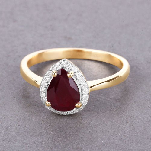 1.30 Carat Genuine Ruby and White Diamond 14K Yellow Gold Ring - Rings - Custom Crafting Alliance, LLC