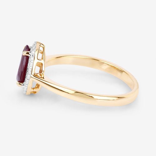 1.30 Carat Genuine Ruby and White Diamond 14K Yellow Gold Ring - Rings - Custom Crafting Alliance, LLC