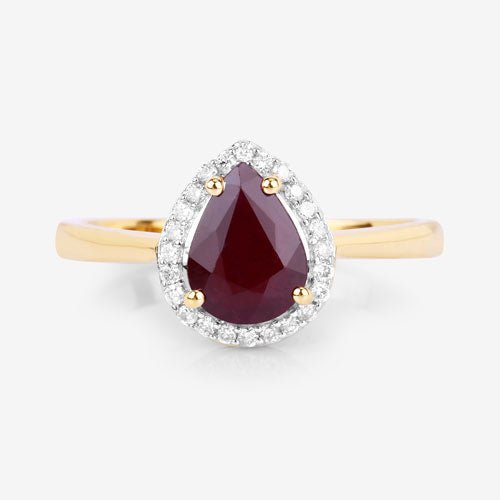 1.30 Carat Genuine Ruby and White Diamond 14K Yellow Gold Ring - Rings - Custom Crafting Alliance, LLC