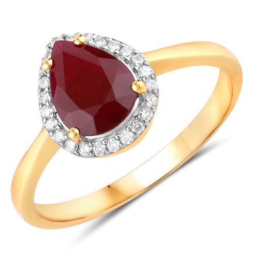 1.30 Carat Genuine Ruby and White Diamond 14K Yellow Gold Ring - Rings - Custom Crafting Alliance, LLC