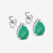 1.30 Carat Genuine Zambian Emerald 10K White Gold Earrings - Earrings - Custom Crafting Alliance, LLC