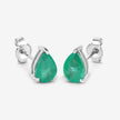 1.30 Carat Genuine Zambian Emerald 10K White Gold Earrings - Earrings - Custom Crafting Alliance, LLC