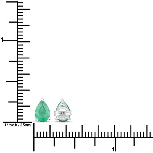 1.30 Carat Genuine Zambian Emerald 10K White Gold Earrings - Earrings - Custom Crafting Alliance, LLC