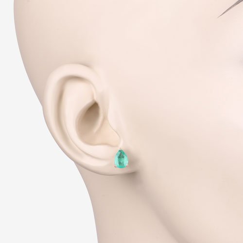 1.30 Carat Genuine Zambian Emerald 10K Yellow Gold Earrings - Earrings - Custom Crafting Alliance, LLC