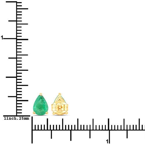 1.30 Carat Genuine Zambian Emerald 14K Yellow Gold Earrings - Earrings - Custom Crafting Alliance, LLC