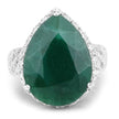 13.05 Carat Dyed Emerald and White Topaz .925 Sterling Silver Ring - Rings - Custom Crafting Alliance, LLC