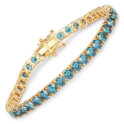 13.07 Carat Genuine Blue Diamond 14K Yellow Gold Bracelet - Bracelets - Custom Crafting Alliance, LLC