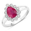 1.31 Carat Genuine Ruby and White Diamond 10K White Gold Ring - Rings - Custom Crafting Alliance, LLC