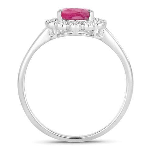 1.31 Carat Genuine Ruby and White Diamond 10K White Gold Ring - Rings - Custom Crafting Alliance, LLC