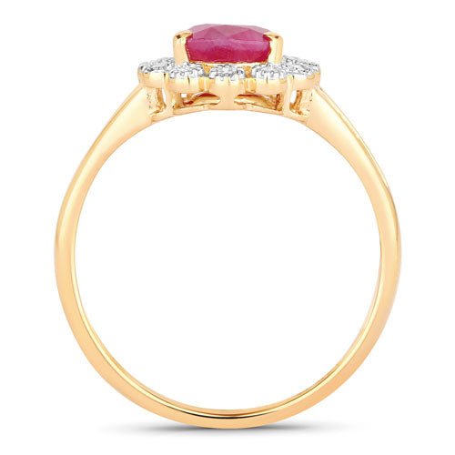 1.31 Carat Genuine Ruby and White Diamond 10K Yellow Gold Ring - Rings - Custom Crafting Alliance, LLC