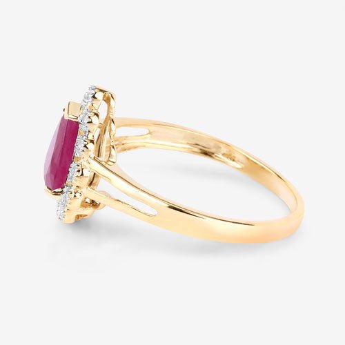 1.31 Carat Genuine Ruby and White Diamond 10K Yellow Gold Ring - Rings - Custom Crafting Alliance, LLC